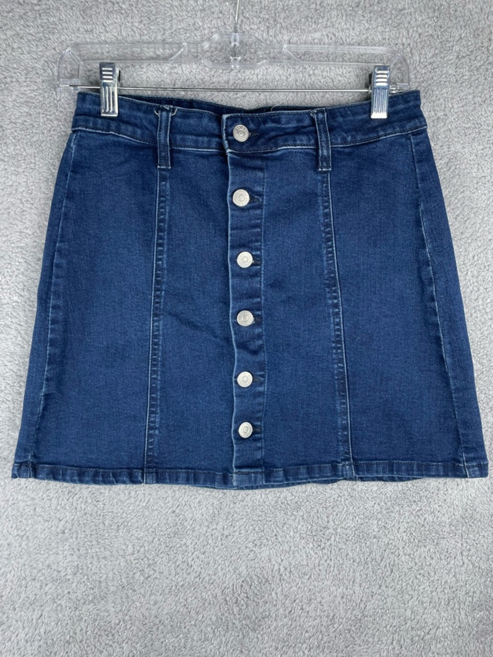 Ardene Dark Blue Button-Front Denim Mini Skirt